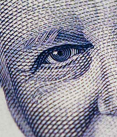 Intaglio close-up — banknote eye detail