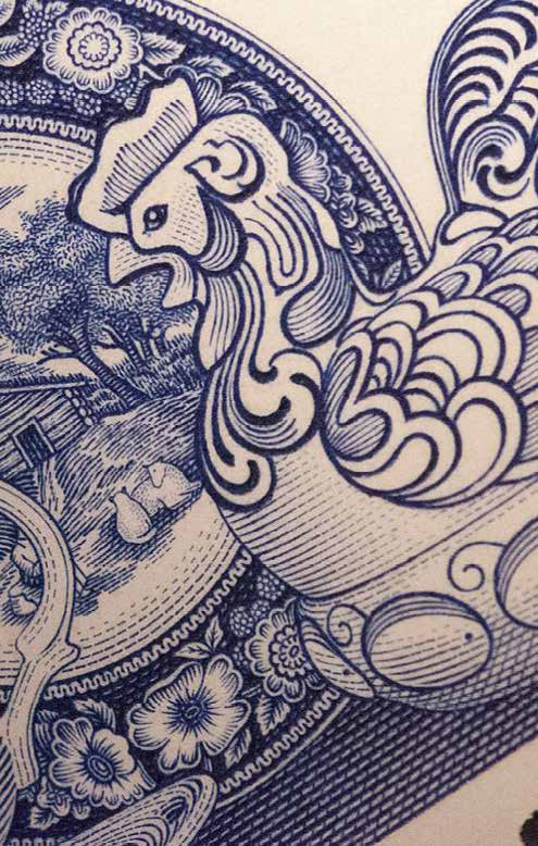 Intaglio postage stamp detail